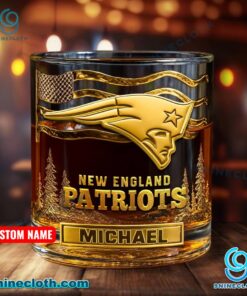 New England Patriots American Flag Personalized Whiskey Glass tZzRMsU