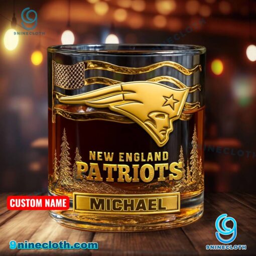 New England Patriots American Flag Personalized Whiskey Glass tZzRMsU