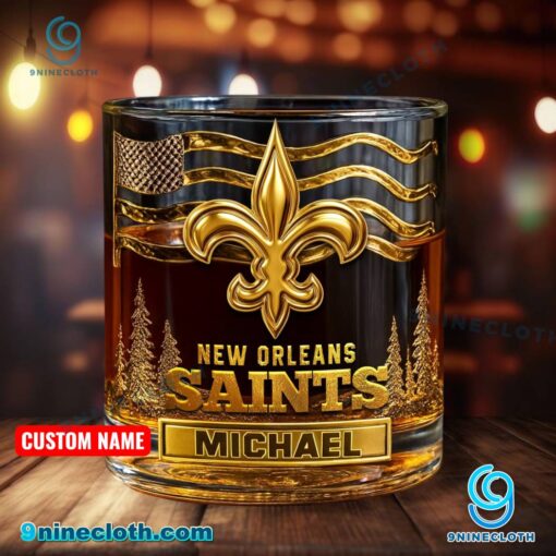 New Orleans Saints American Flag Personalized Whiskey Glass 5eOcMnq