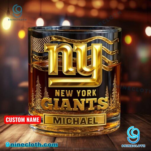 New York Giants American Flag Personalized Whiskey Glass lpBKomn