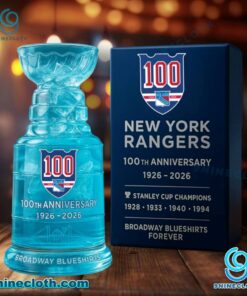 New York Rangers 100th Anniversary 1926-2026 Stanley Cup Glass HBV8lFt