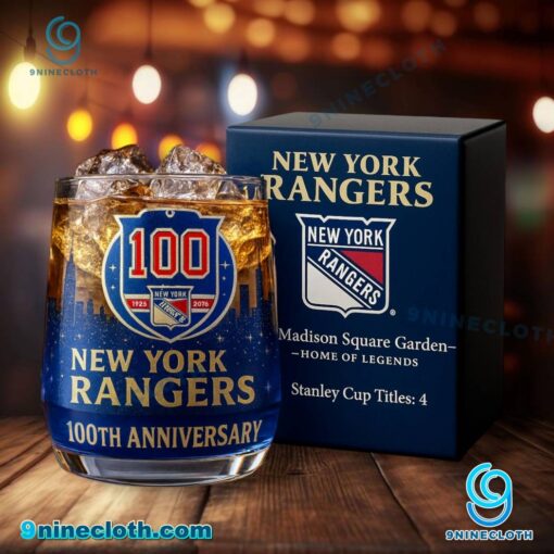New York Rangers 100th Anniversary Whiskey Glass 52IBteg