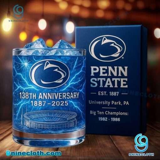 Penn State Nittany Lions 138th Anniversary 1887-2025 Whiskey Glass EYrJCao
