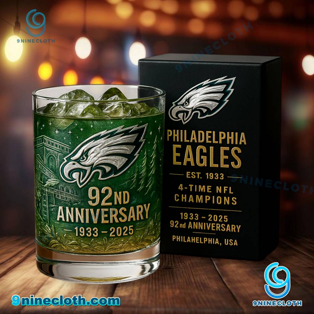 Philadelphia Eagles 92nd Anniversary 1933-2025 Whiskey Glass aQ32wVv
