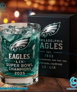 Philadelphia Eagles Super Bowl LIX Champions 2025 Whiskey Glass i7zfoFS