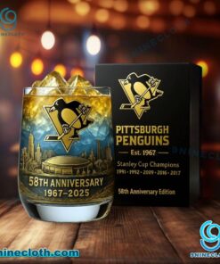 Pittsburgh Penguins 58th Anniversary 1967-2025 Whiskey Glass AahYPD9