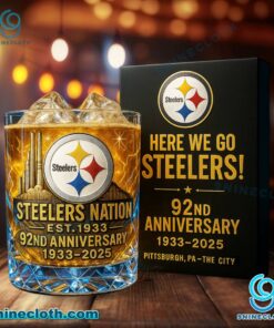 Pittsburgh Steelers 92nd Anniversary 1933-2025 Whiskey Glass 7k4RNbB