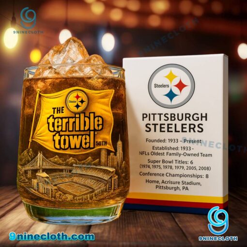 Pittsburgh Steelers Stadium Terrible Towel 50th Anniversary Whiskey Glass aGUnbT7