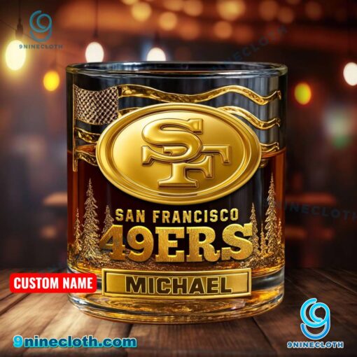 San Francisco 49ers American Flag Personalized Whiskey Glass fJYKbQ6