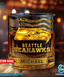 Seattle Seahawks American Flag Personalized Whiskey Glass iy2L5uV