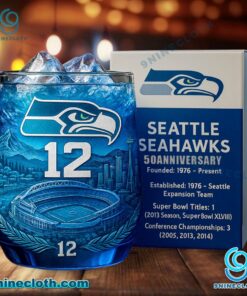 Seattle Seahawks Stadium 50th Anniversary Whiskey Glass jb43sQv
