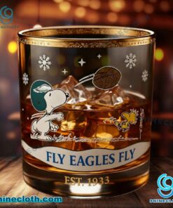 Snoopy Philadelphia Eagles Fly Eagles Fly Whiskey Glass kcVPJsq