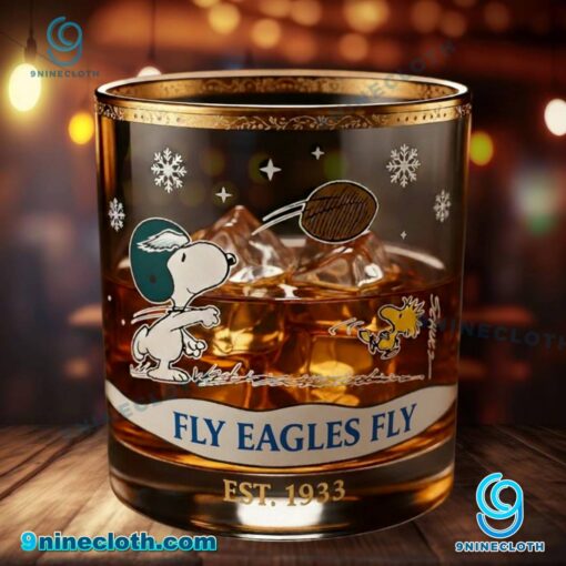 Snoopy Philadelphia Eagles Fly Eagles Fly Whiskey Glass kcVPJsq