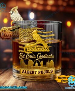 St Louis Cardinals American Flag City Skyline Personalized Whiskey Glass ZpwfUFm