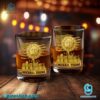Texas Rangers American Flag City Skyline Personalized Whiskey Glass-a jy9wWAV