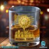 Texas Rangers American Flag City Skyline Personalized Whiskey Glass-b ZCGri3d