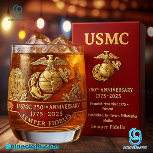 USMC 250th Anniversary 1775-2025 Whiskey Glass 1rZgYF7
