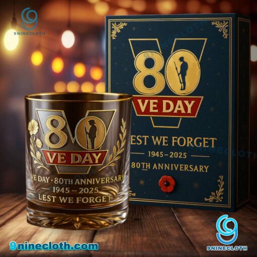 VE Day 80th Anniversary 1945-2025 Lest We Forget Whiskey Glass yxVZUIr