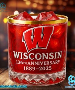 Wisconsin Badgers 136th Anniversary 1889-2025 Whiskey Glass 30Xn1gN