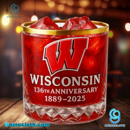 Wisconsin Badgers 136th Anniversary 1889-2025 Whiskey Glass 30Xn1gN