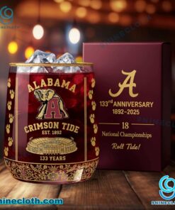 Alabama Crimson Tide 133 Years Whiskey Glass qKILatw