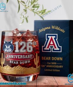 Arizona Wildcats 126th Anniversary Bear Down Whiskey Glass ZeMLGuj