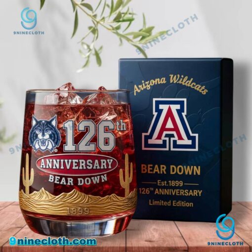 Arizona Wildcats 126th Anniversary Bear Down Whiskey Glass ZeMLGuj