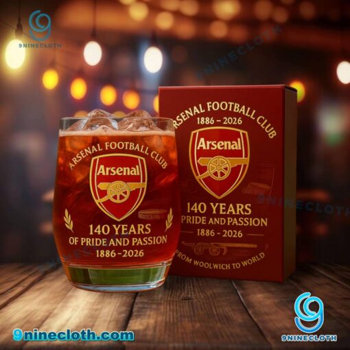 Arsenal FC 140 Years Of Pride And Passion 1886-2026 Whiskey Glass EHzJQa0