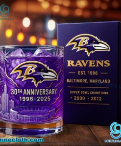 Baltimore Ravens 30th Anniversary 1996-2025 Whiskey Glass rl8iRvG