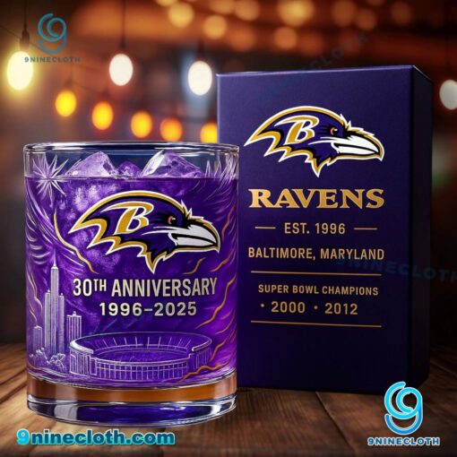 Baltimore Ravens 30th Anniversary 1996-2025 Whiskey Glass rl8iRvG
