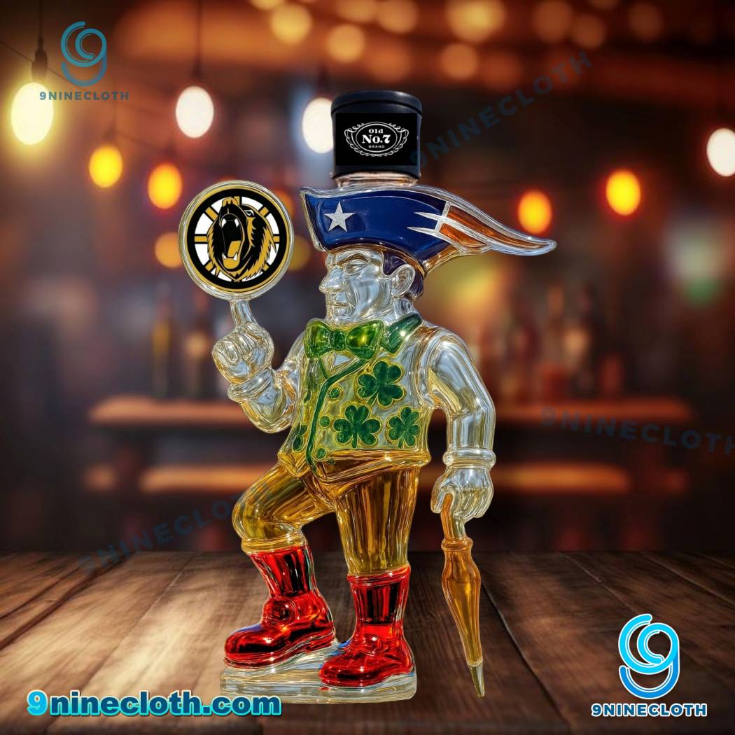 Boston Sports Mascot Collage Whiskey Bottle-b SDMRNiE