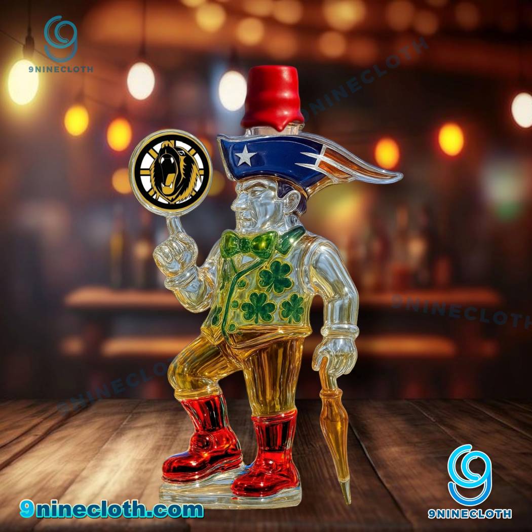 Boston Sports Mascot Collage Whiskey Bottle-c t2l4Xb5