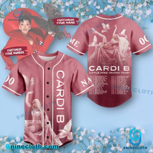 Cardi B Little Miss Drama Tour Personalized Baseball Jersey iAbkejX