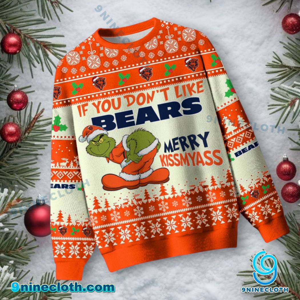 Chicago Bears Grinch Merry Kissmyass Ugly Christmas Sweater-a uJilVFK