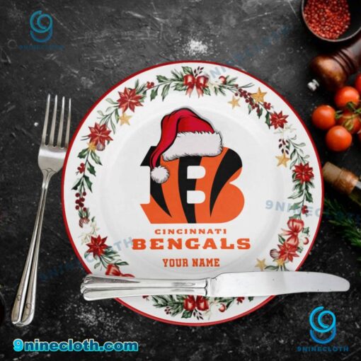 Cincinnati Bengals Christmas Personalized Ceramic Plate Af8BXbU