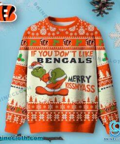 Cincinnati Bengals Grinch Merry Kissmyass Ugly Christmas Sweater bV2CGE0