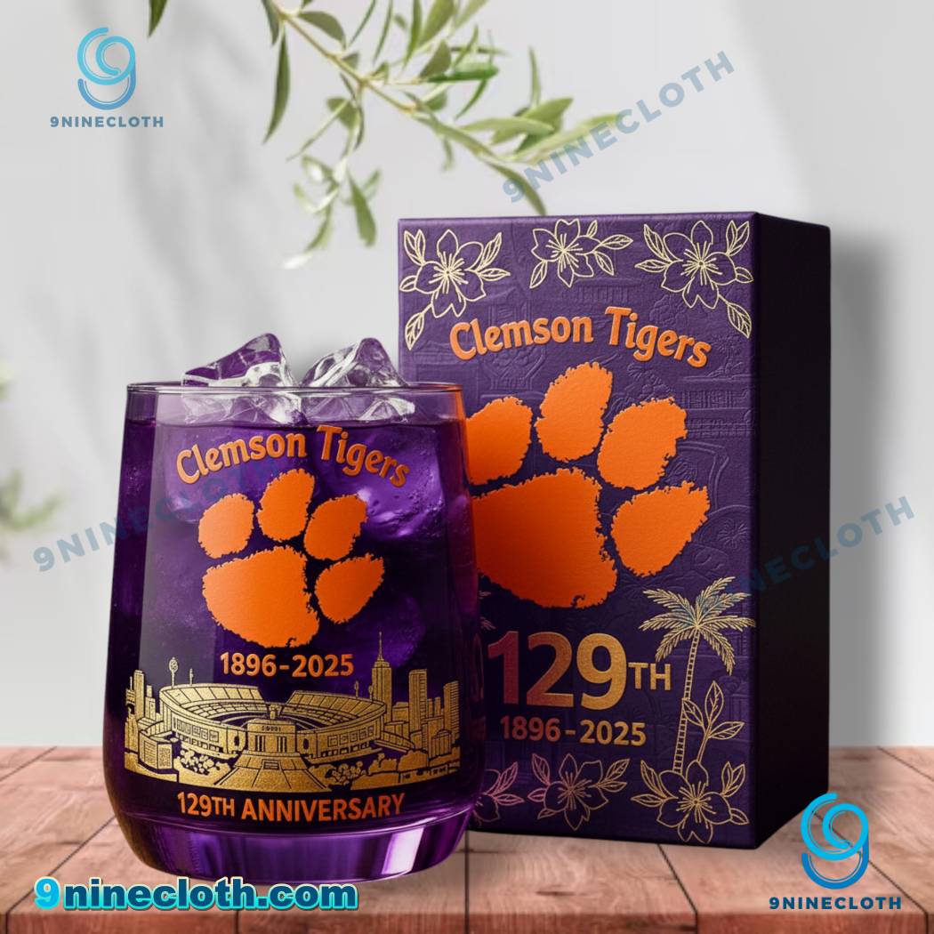 Clemson Tigers 1896-2025 129th Anniversary Whiskey Glass FhXLoaf