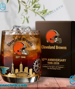 Cleveland Browns 80th Anniversary 1946-2026 Whiskey Glass pCxIT2w