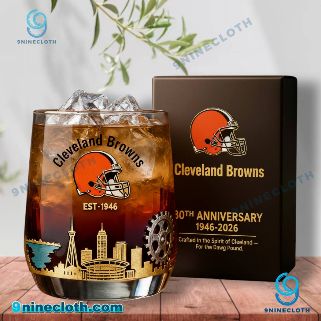 Cleveland Browns 80th Anniversary 1946-2026 Whiskey Glass pCxIT2w