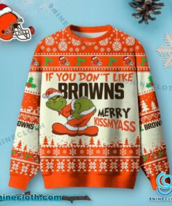 Cleveland Browns Grinch Merry Kissmyass Ugly Christmas Sweater tbiRnGh