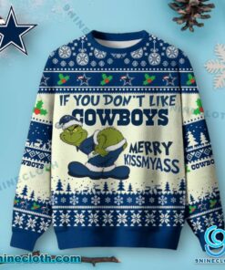 Dallas Cowboys Grinch Merry Kissmyass Ugly Christmas Sweater RMkXoSN