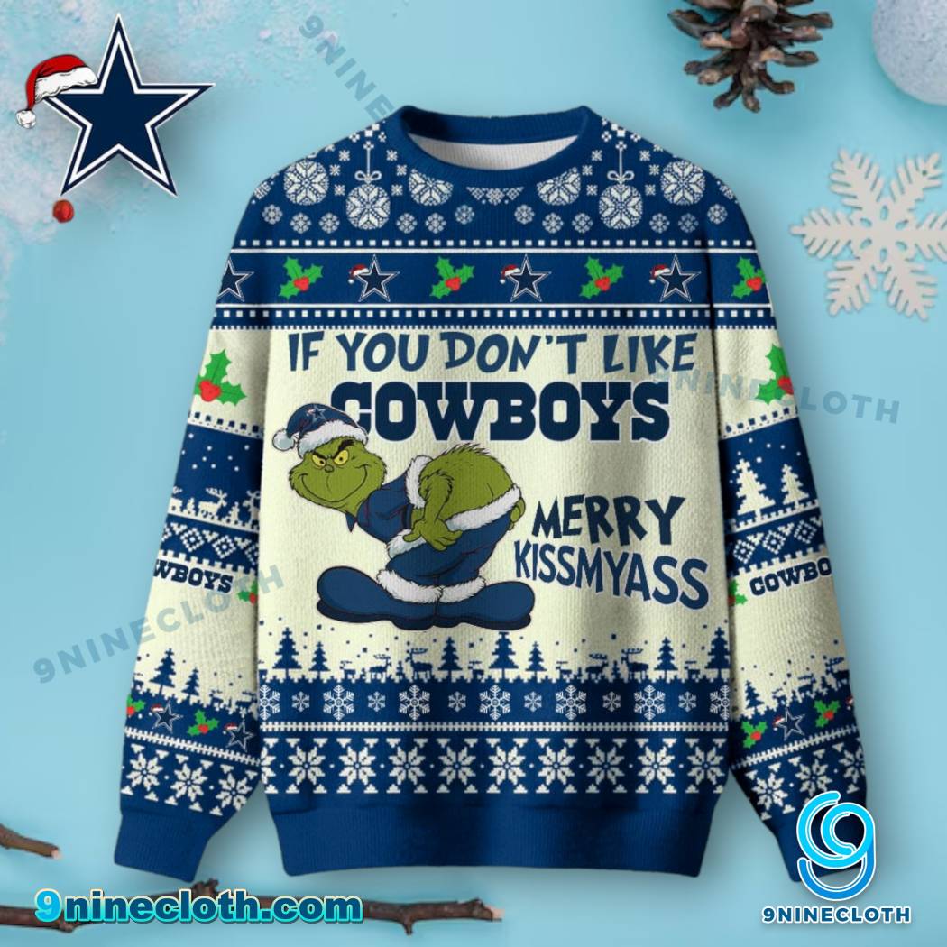 Dallas Cowboys Grinch Merry Kissmyass Ugly Christmas Sweater RMkXoSN