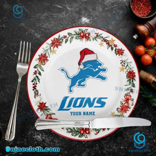 Detroit Lions Christmas Personalized Ceramic Plate ZtOqgzP