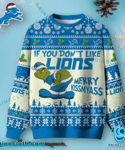 Detroit Lions Grinch Merry Kissmyass Ugly Christmas Sweater eJ4rSow