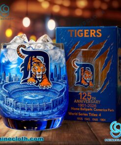 Detroit Tigers 125th Anniversary 1901-2026 Whiskey Glass sFB8VKS