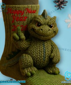 Godzilla Happy New Year 2026 Crochet Socks vFylT5Y
