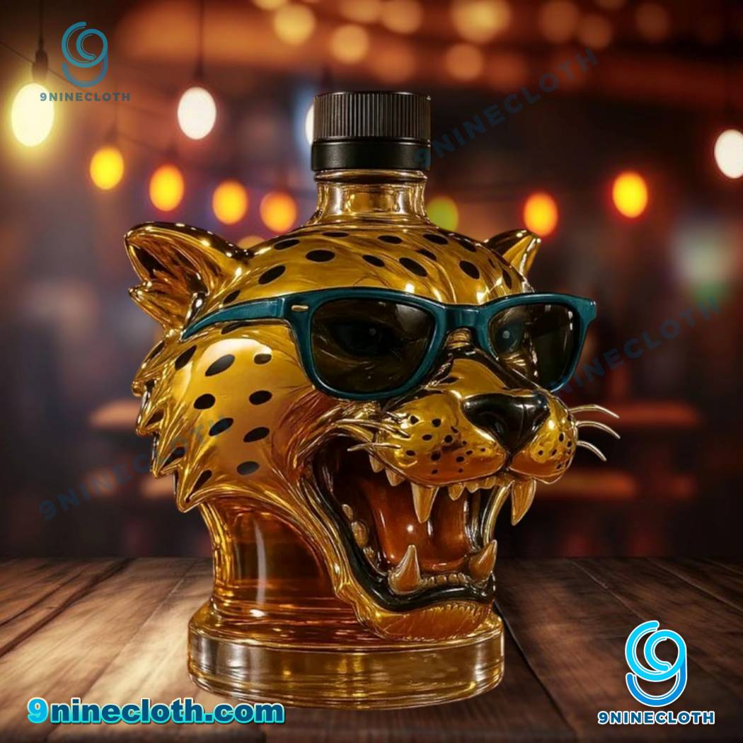 Golden Spotted Jaguar Head Whiskey Bottle-a qYwNkjA