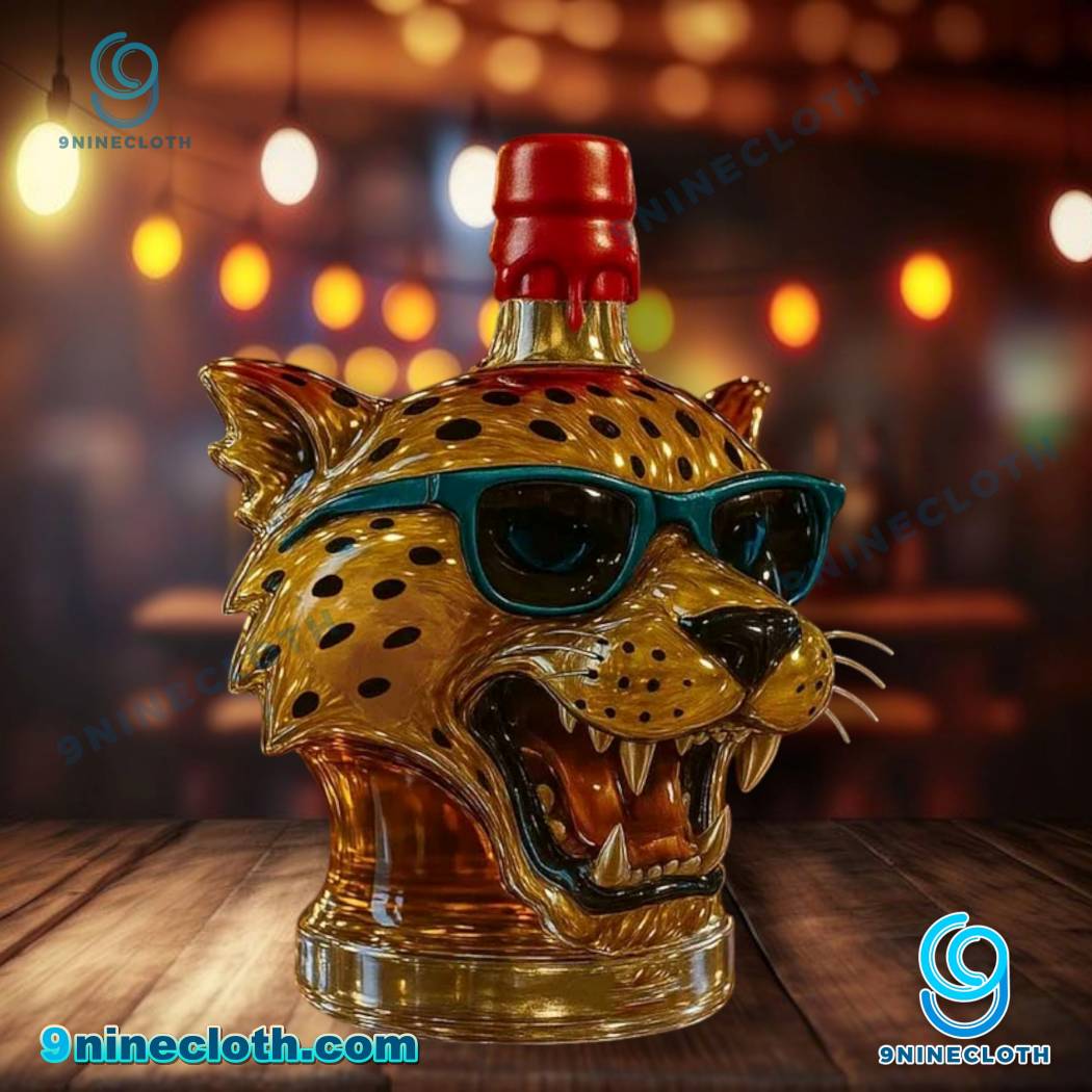 Golden Spotted Jaguar Head Whiskey Bottle-b 8TQHifA