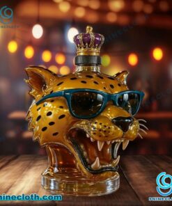 Golden Spotted Jaguar Head Whiskey Bottle bsAGFaH
