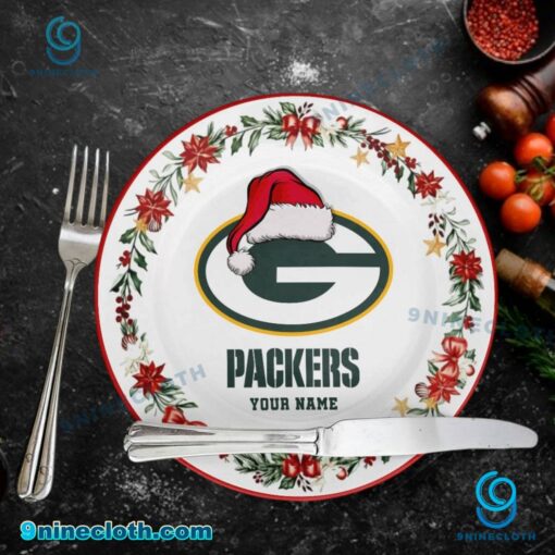 Green Bay Packers Christmas Personalized Ceramic Plate BRXjYIW